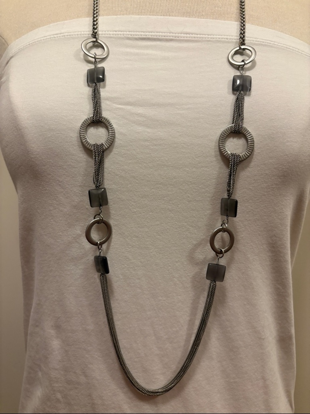 Vintage Mexx glass, bead, and silver chain necklace
